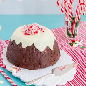 Chocolate Peppermint Fudge Christmas Pudding is a fun and easy twist on a traditional festive treat.