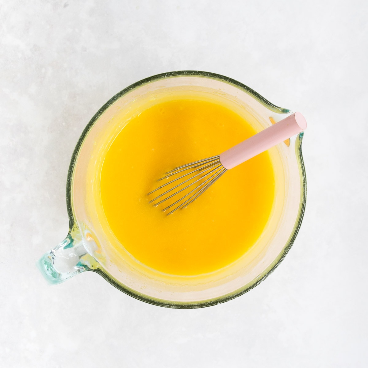 The cooked lemon curd in the pyrex jug. 