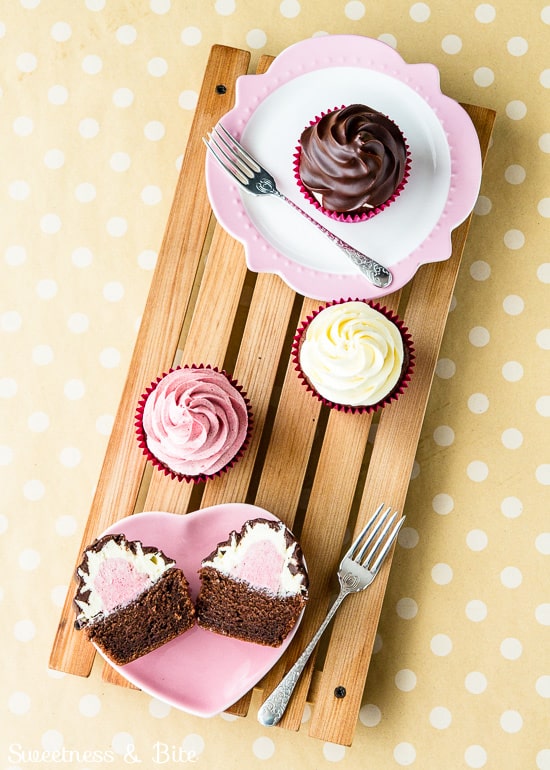 Neapolitan Surprise Cupcakes ~ Sweetness & Bite