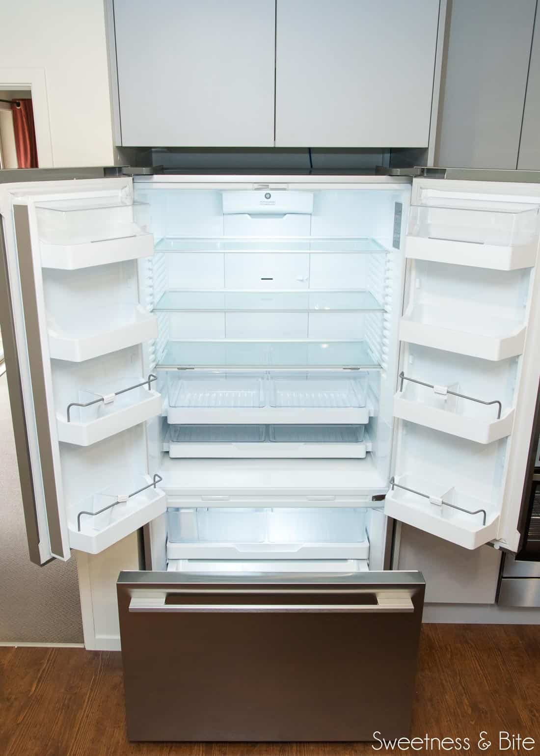 The inside of the empty fridge.