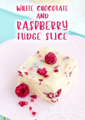 White Chocolate and Raspberry Fudge Slice